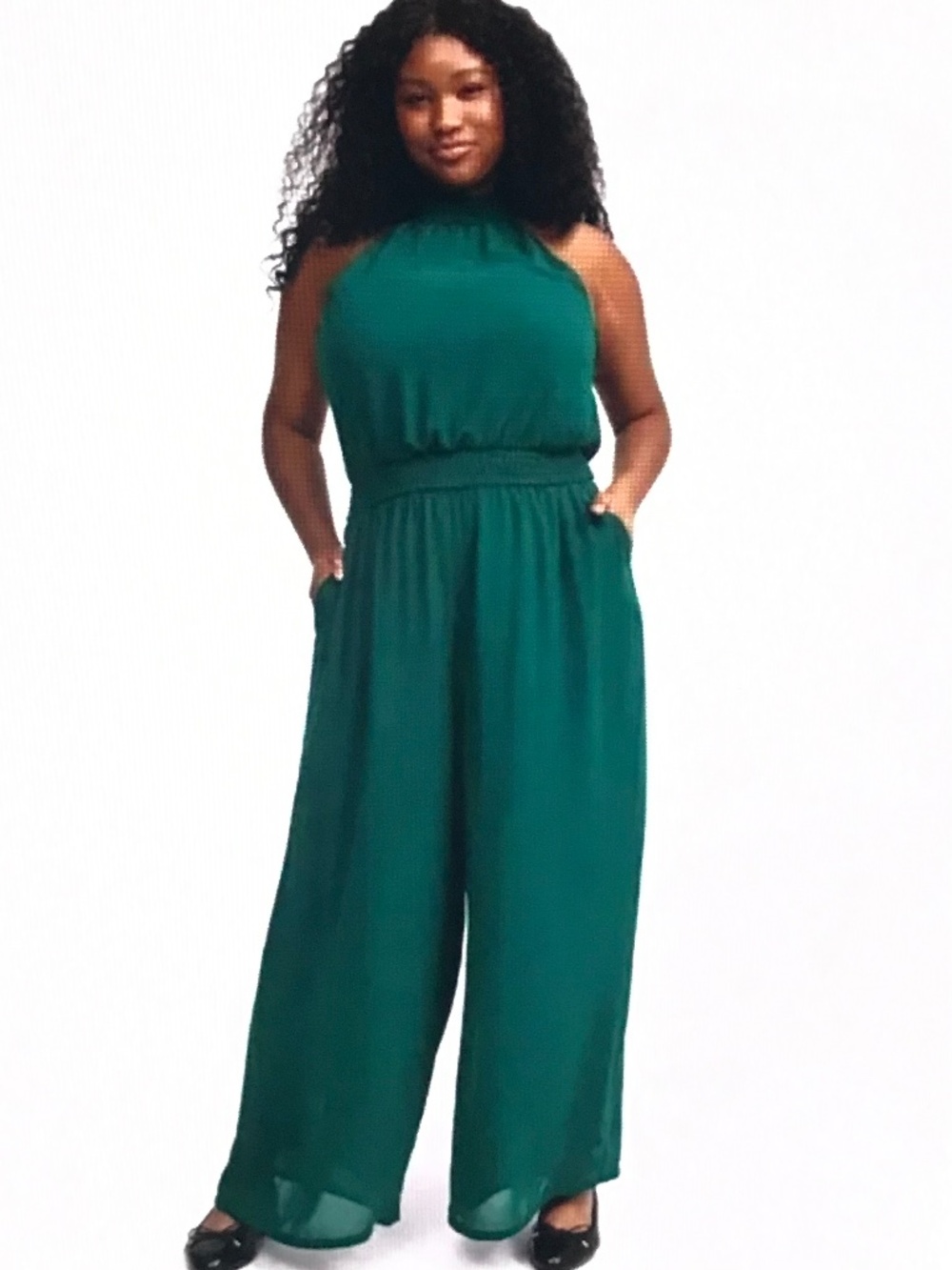 TORRID Sleeveless High Neck Chiffon Jumpsuit Green Women’s Plus Size 2X